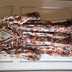 Orange Bell Sleeve V-Neck Sundress